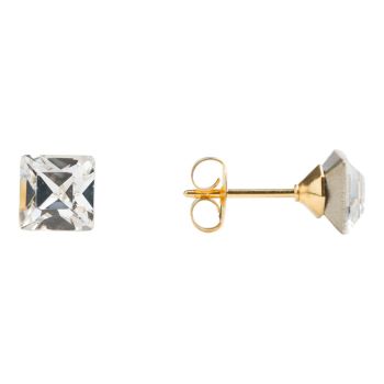 Studex Sensitive Gold Plated 6x6mm Square Crystal Stud Earrings