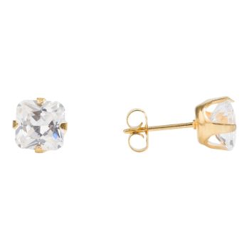 Studex Sensitive Gold Plated 7x7mm Clear CZ Stud Earrings