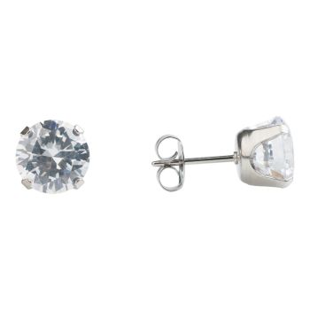 Studex Sensitive Stainless Steel 8mm Clear CZ Stud Earrings