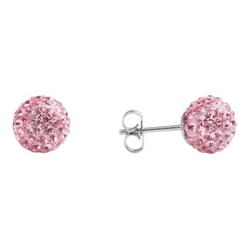 Studex Sensitive Stainless Steel 8mm Fireball Light Rose Crystal Stud Earrings