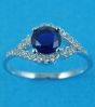 Silver Clear & Sapphire CZ Ring
