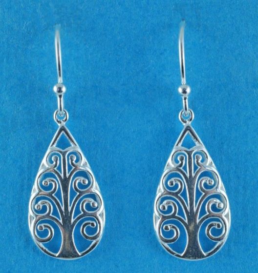 Silver Tree Drop Earrings