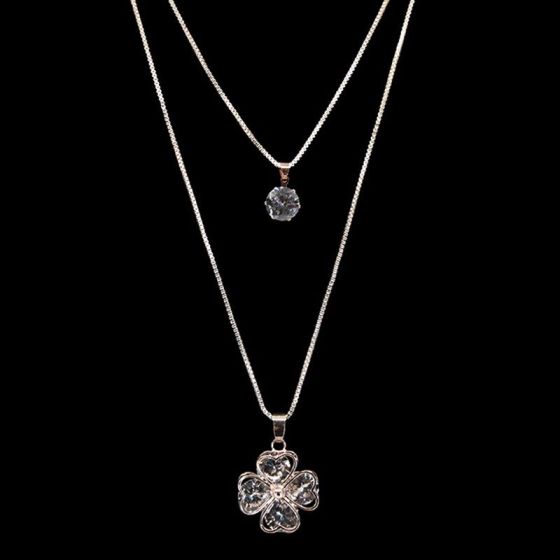 Diamante Four Leaf Clover Pendant